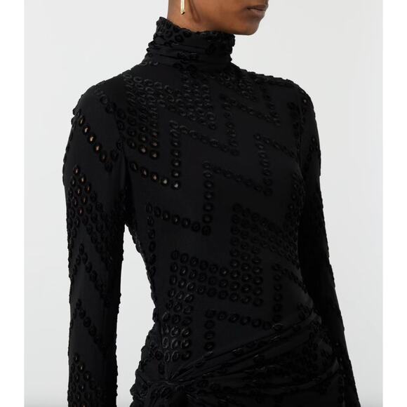 Victoria Beckham Eyelet Embroidered Jersey Dress with Twist Detail - Picture 5 of 16